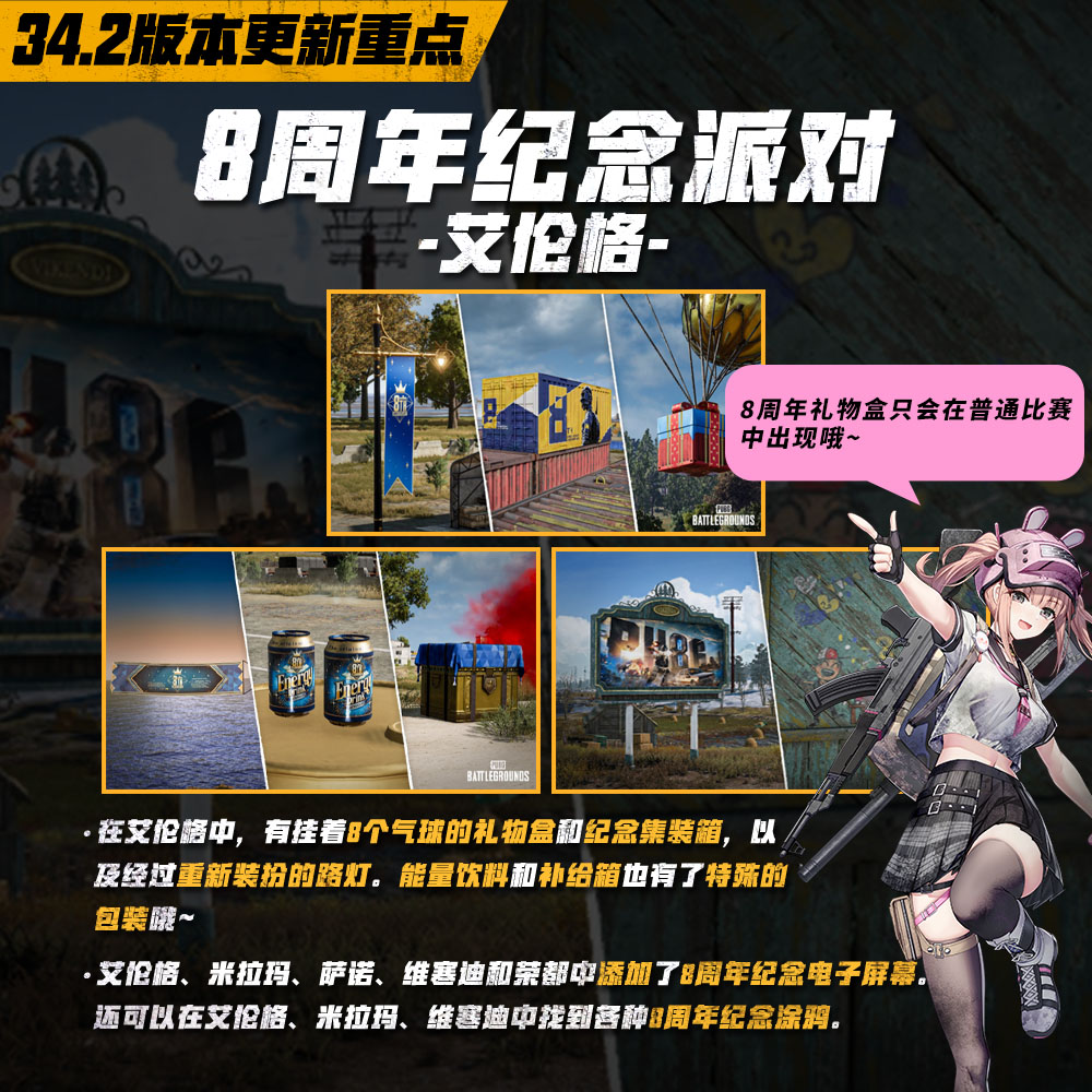 8載同行, 吃雞有你 PUBG34.2版本更新八周年慶典開啟
